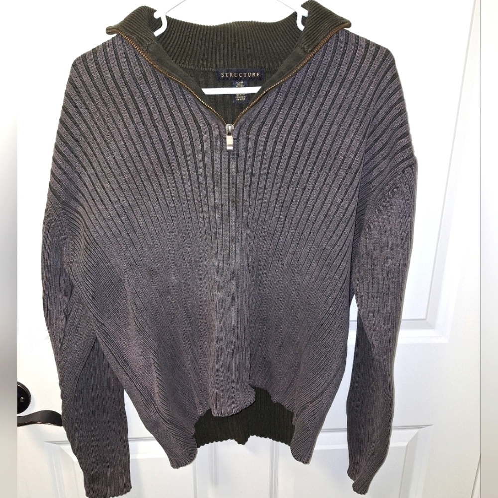 A Structure men's long sleeve ribbed 100% cotton sweater in a size large.